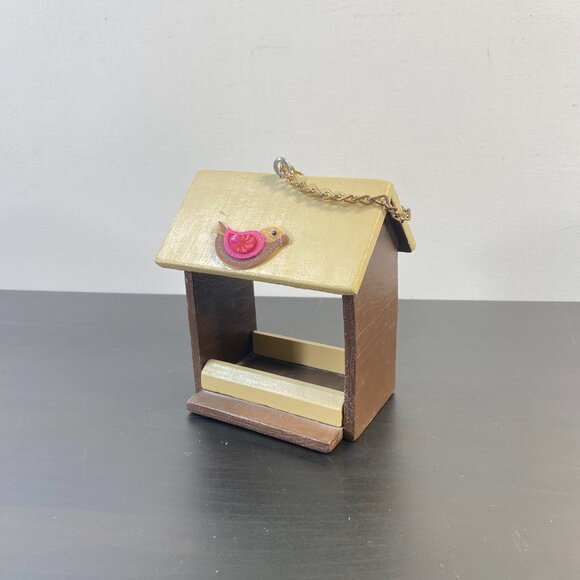 Vintage Hut Bird Feeder, Yard and Garden Decor, Small Wooden Cage, Beautiful Han - Picture 3 of 10